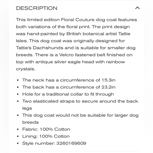 Kurt Geiger Limited Edition Dog Coat - Picture 6 of 6